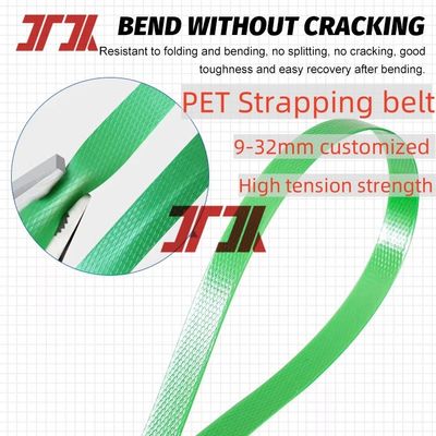 Strength>500KG Wide Printable Poly Strapping Transparent Green PET Strap Affordable Packaging Banding Strapping
