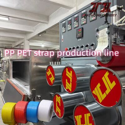 Double Screw Pp Plastic Sandwich Strap Making Machinery With 250-300m/min Running Speed